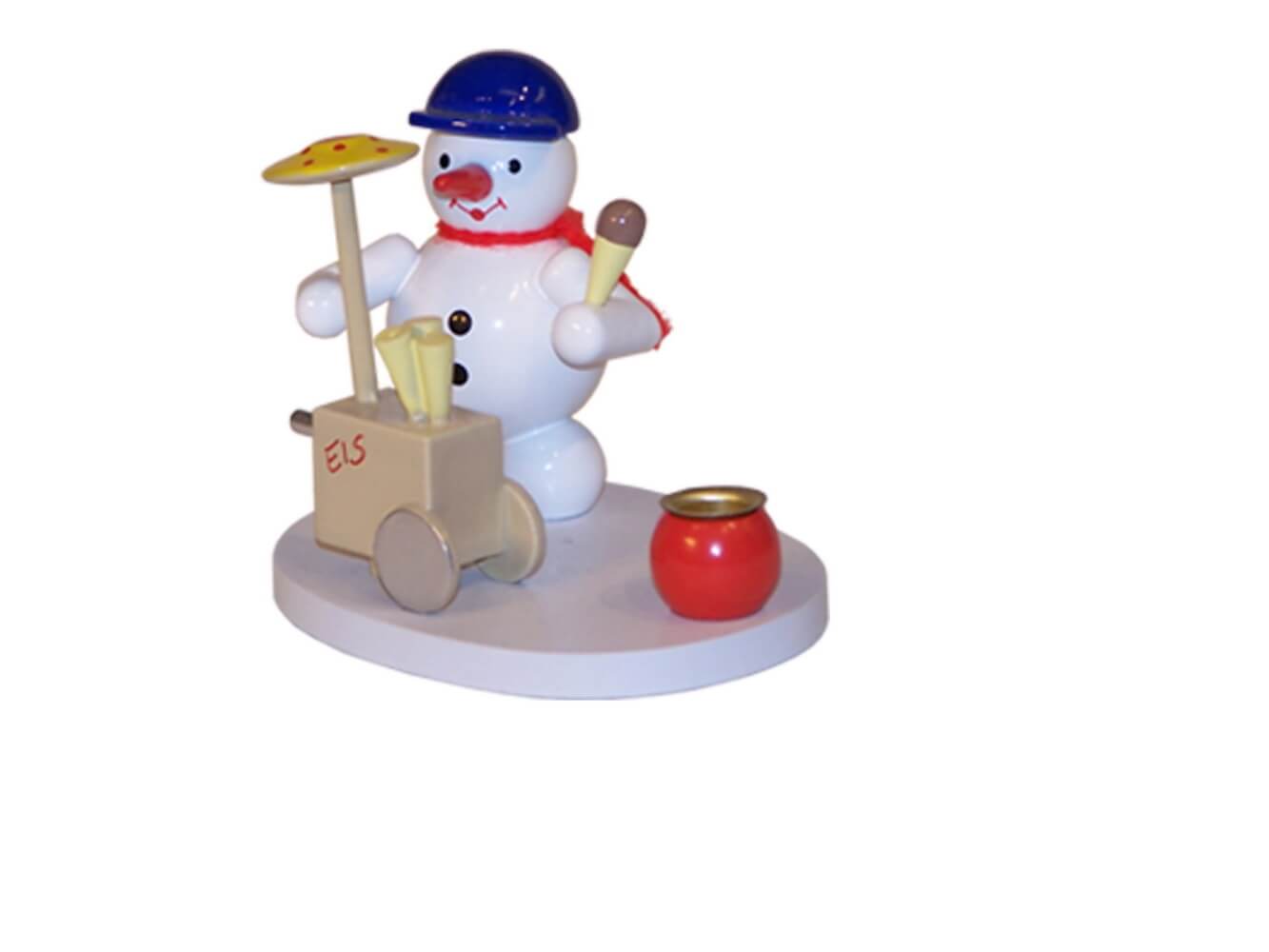 Candle holder snowman ice cream seller, coloured, 8 cm by Ralf Zenker
