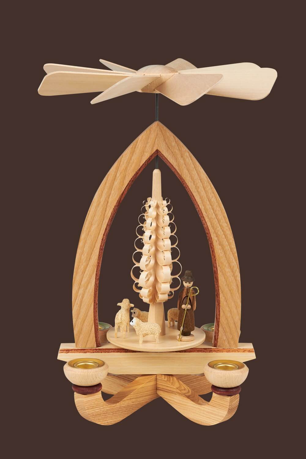 Weihnachtspyramide mit Schafen, natur, 25 cm, Heinz Lorenz Olbernhau/ Erzgebirge_Bild2