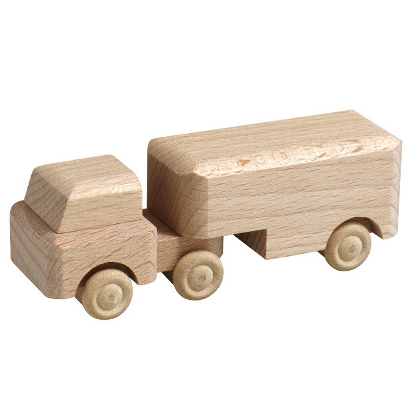 Wooden toy truck with trailer, natural by Robbi Weber