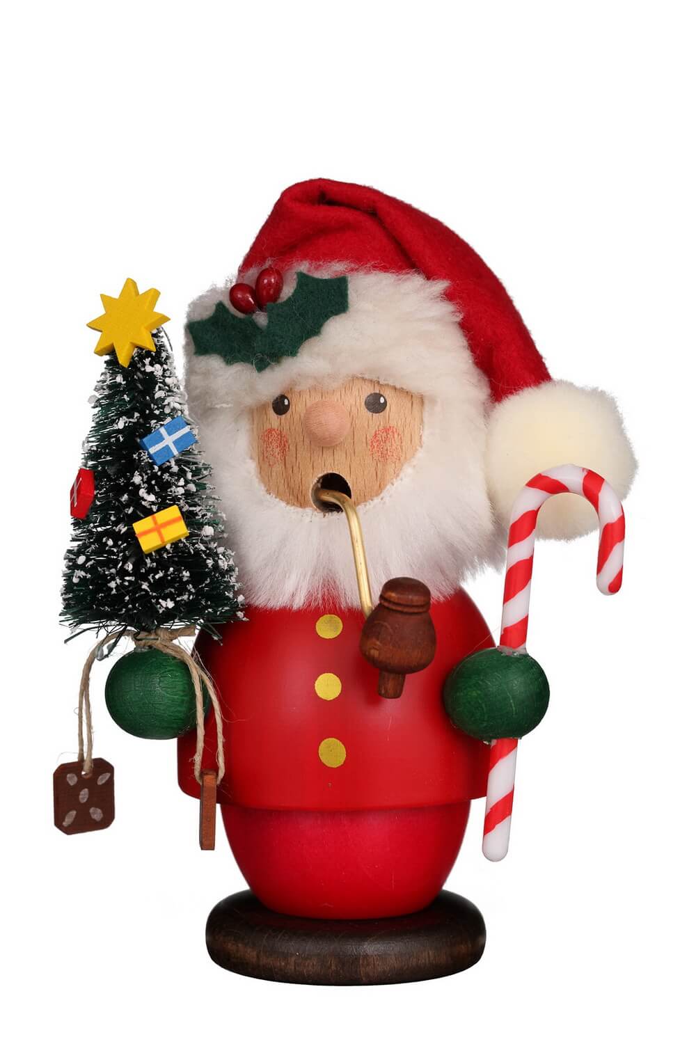 Smoking man Santa Claus, 12 cm, colored by Christian Ulbricht