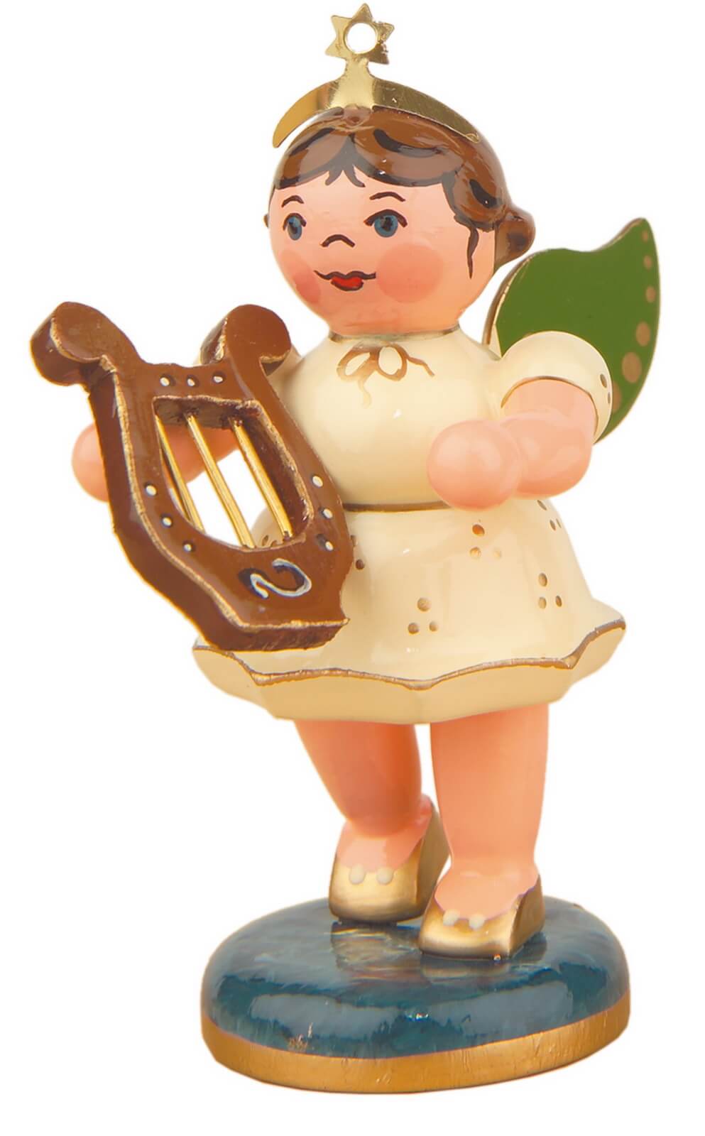Miniature Christmas angel with lute by Hubrig Volkskunst