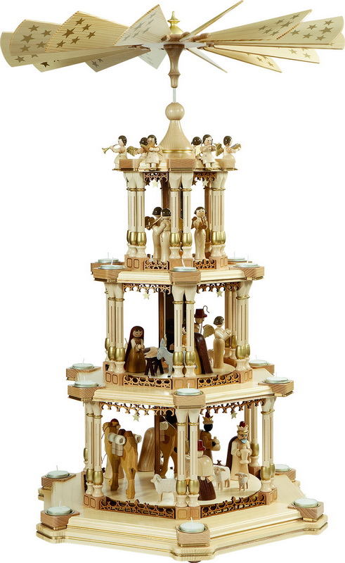 Christmas pyramid Baroque mirror pyramid Nativity of Christ, natural by Richard Glässer GmbH_2