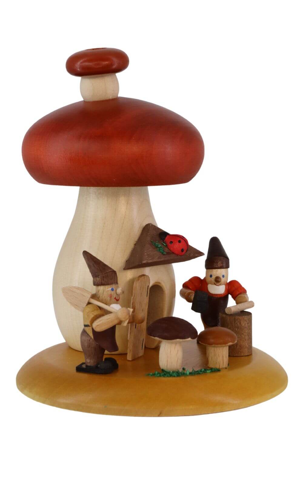 Smoking man mushroom with dwarfs, 13 cm by Richard Glässer_2