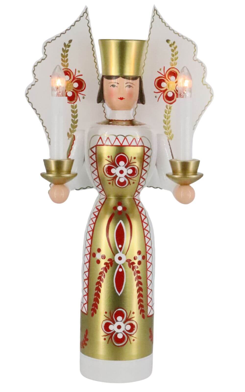 Christmas angel white - gold, 36 cm, electrically illuminated by Holzkunst Gahlenz_1