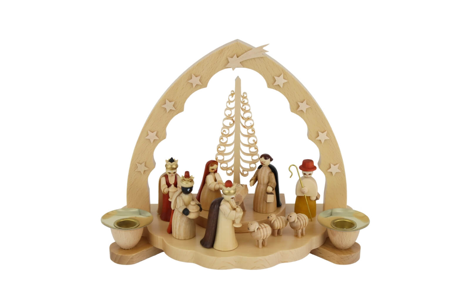 Kerzenhalter mit Heilige Familie, 20 cm, natur von Richard Glässer_1