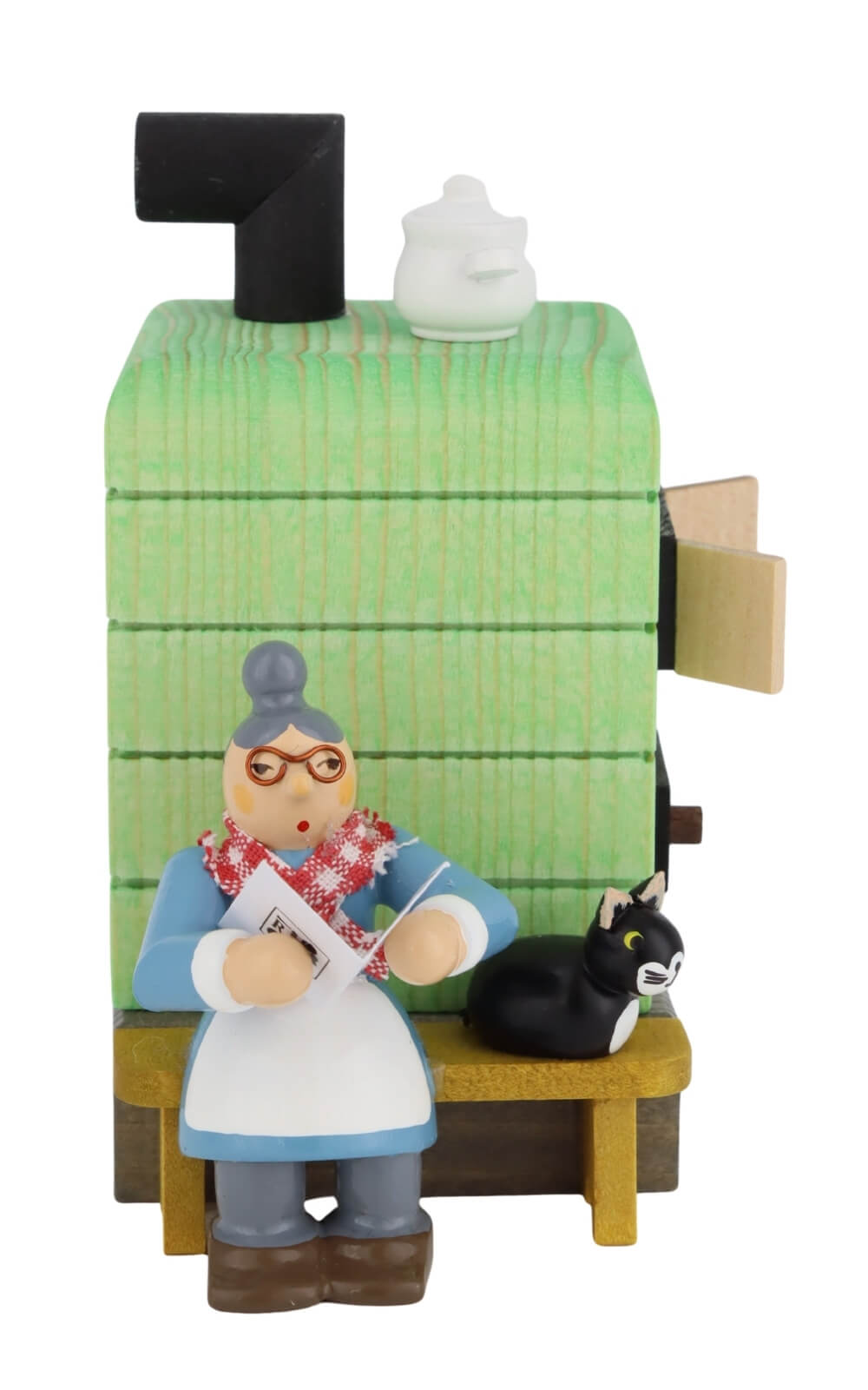 Smoking Man Grandma by the Tiled Stove, 10 cm / 4 inch by Richard Glässer_1