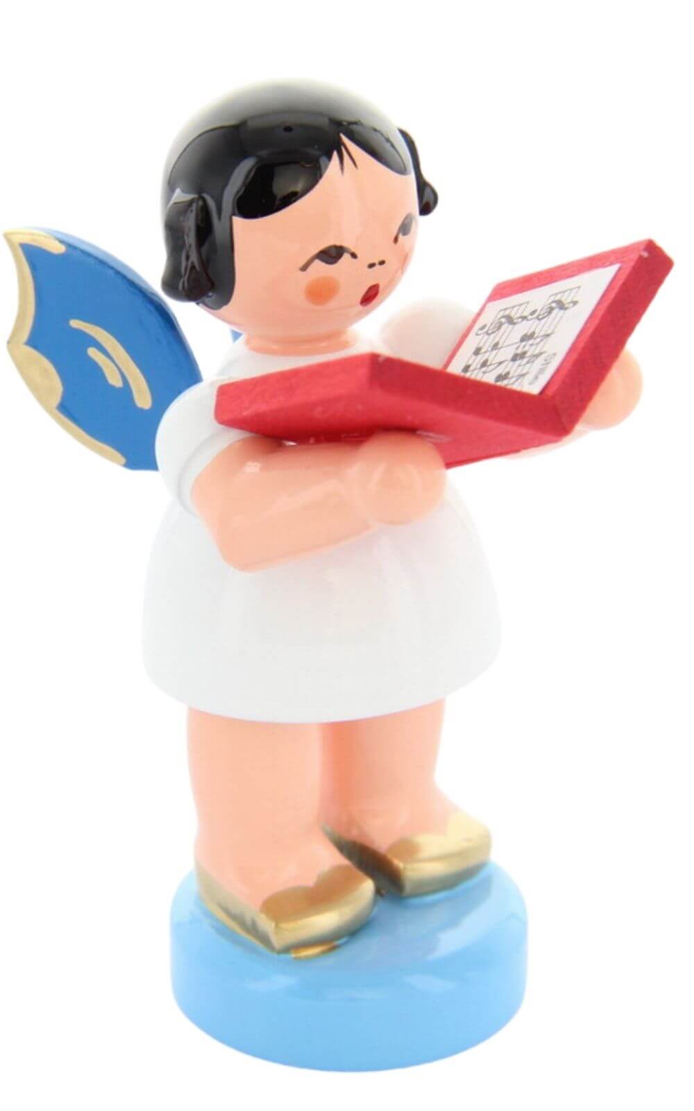 Christmas angel standing with book and blue wings by Figurenland Uhlig GmbH
