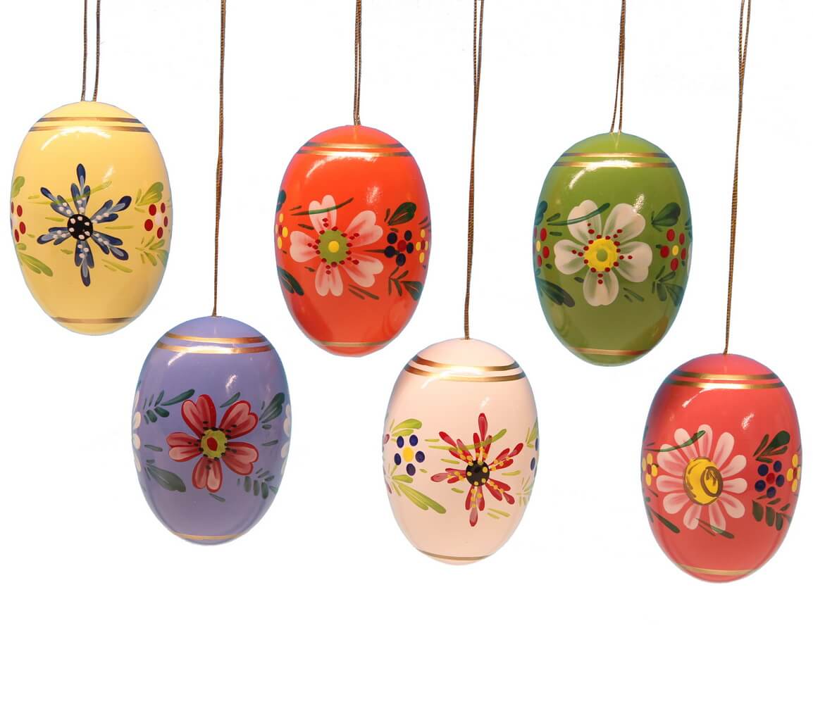 Ostereier mit zarten Blüten, 5 cm, 6 Stück von Figurenland Uhlig GmbH