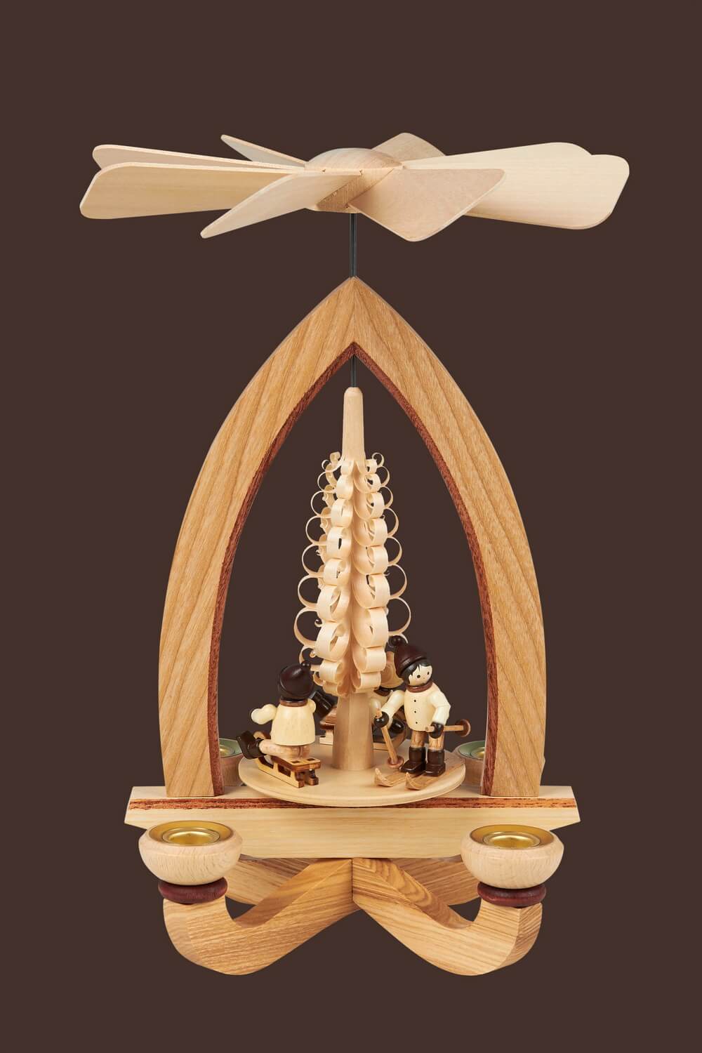 Weihnachtspyramide mit Winterkinder (4,5 cm), natur, 28 cm, Heinz Lorenz Olbernhau/ Erzgebirg_Bild2