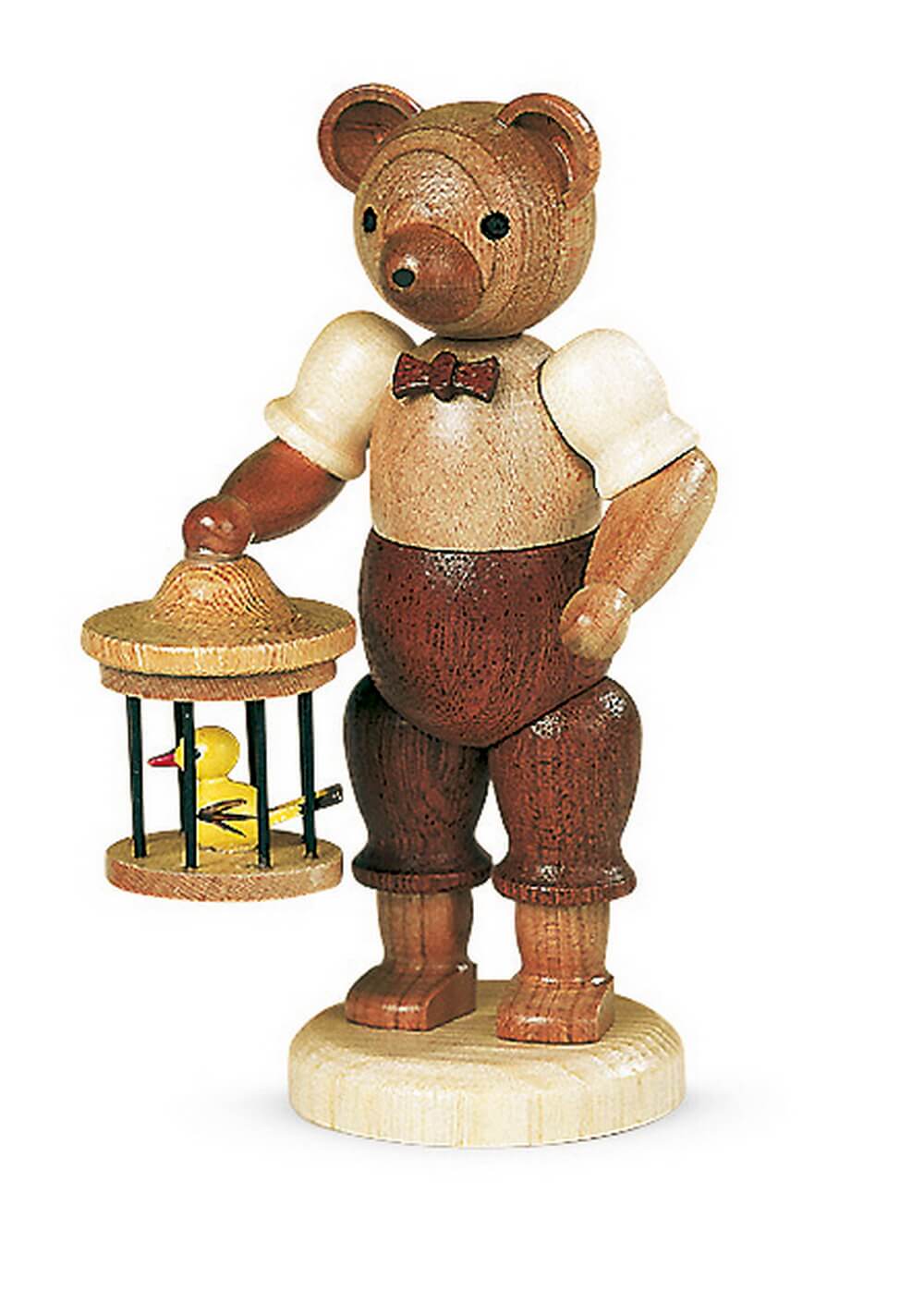 Miniatur Teddy - Junge mit Vogelkäfig, natur von Müller Kleinkunst