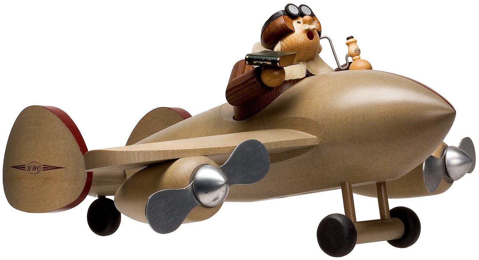 Smoking man pilot with airplane, 40 cm by KWO