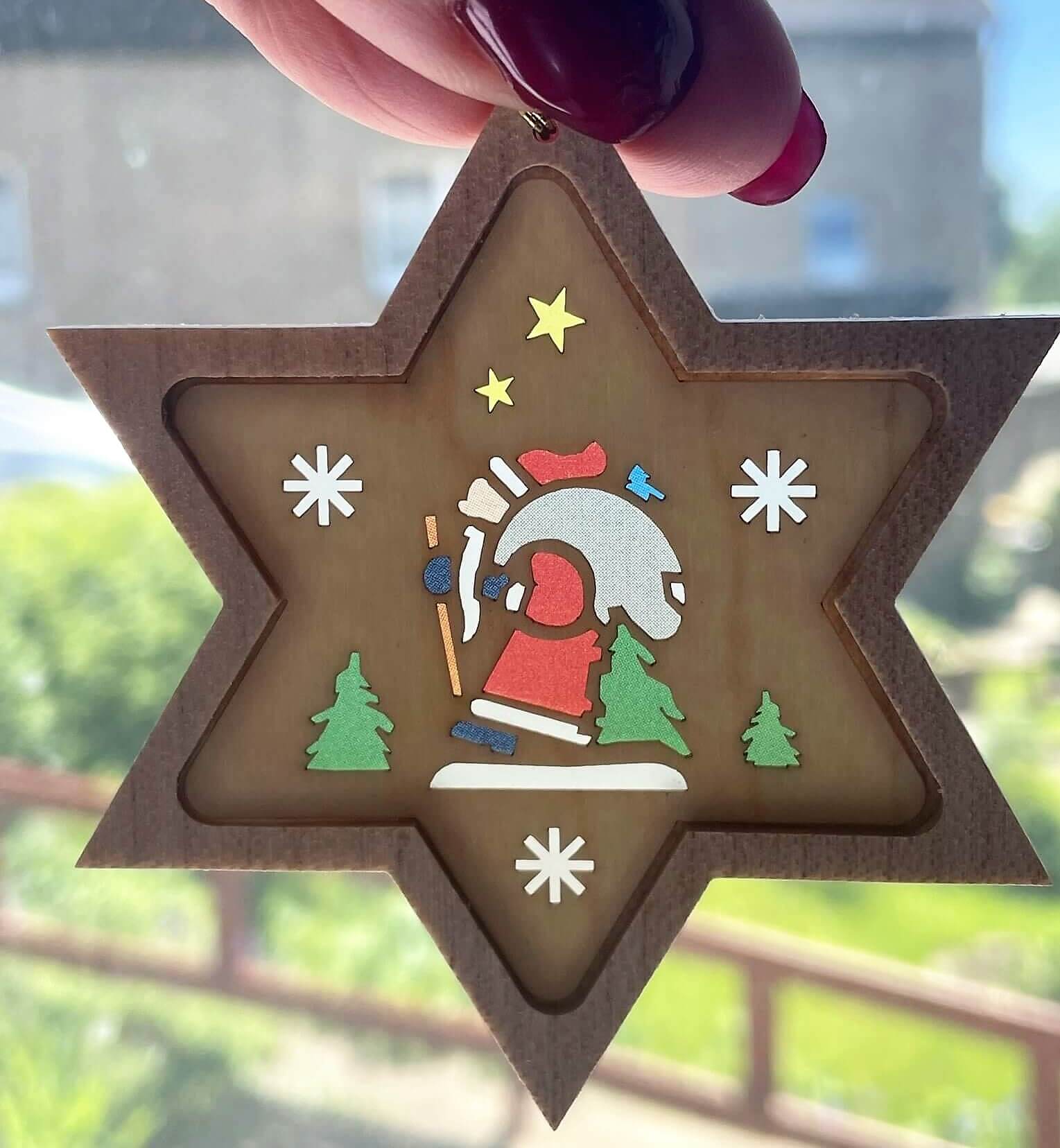 Christbaumschmuck Stern mit Diaphanbild Weihnachtsmann von Richard Glässer_Bild2