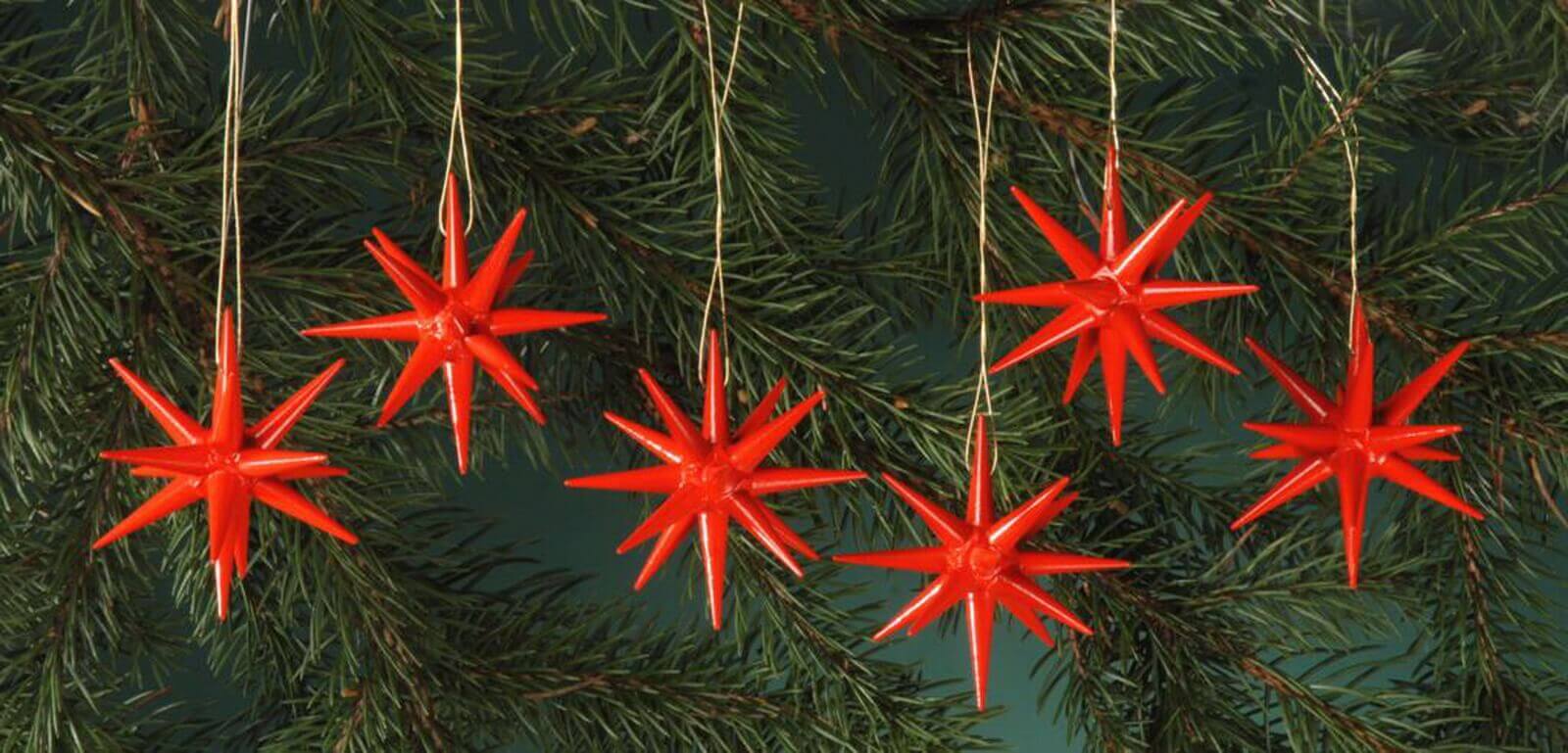 Christbaumschmuck aus Holz, Weihnachtssterne rot, 6-teilig von Albin Preißler_Bild2