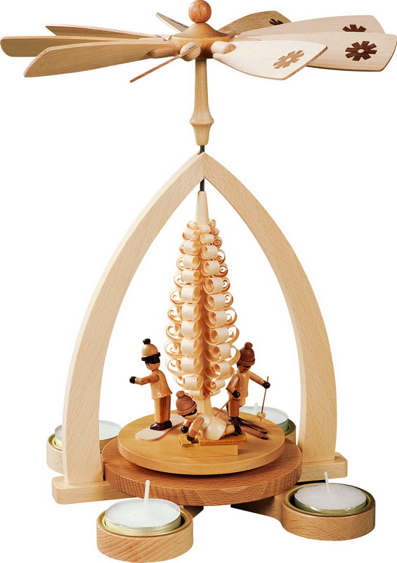 Christmas pyramid with winter children, 28cm, natural by Richard Glässer _1