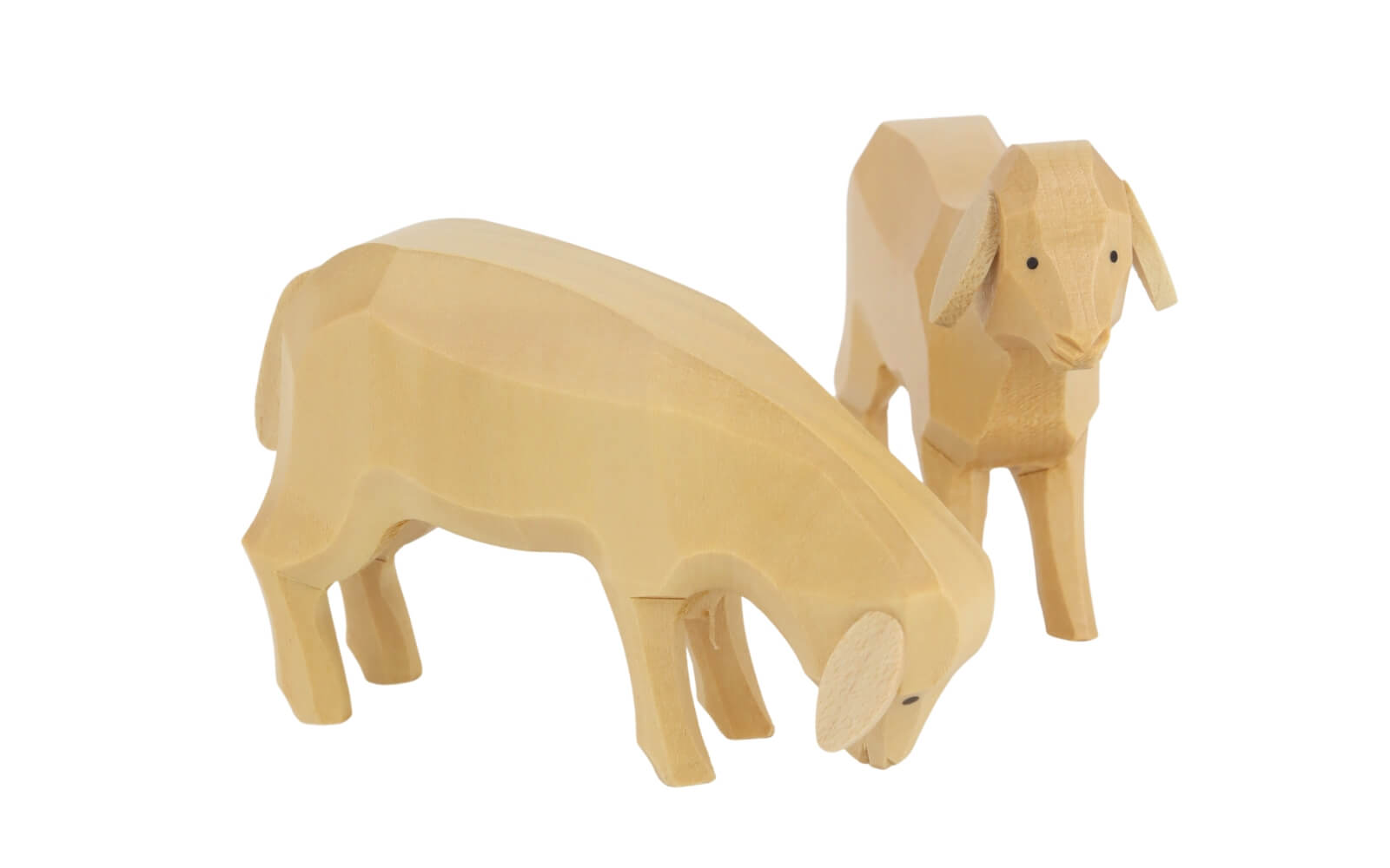 Miniature sheep, set of 2, hand-carved, 6 and 8 cm / 2,4 and 3,1 inches, natural finish by Müller Kleinkunst_3
