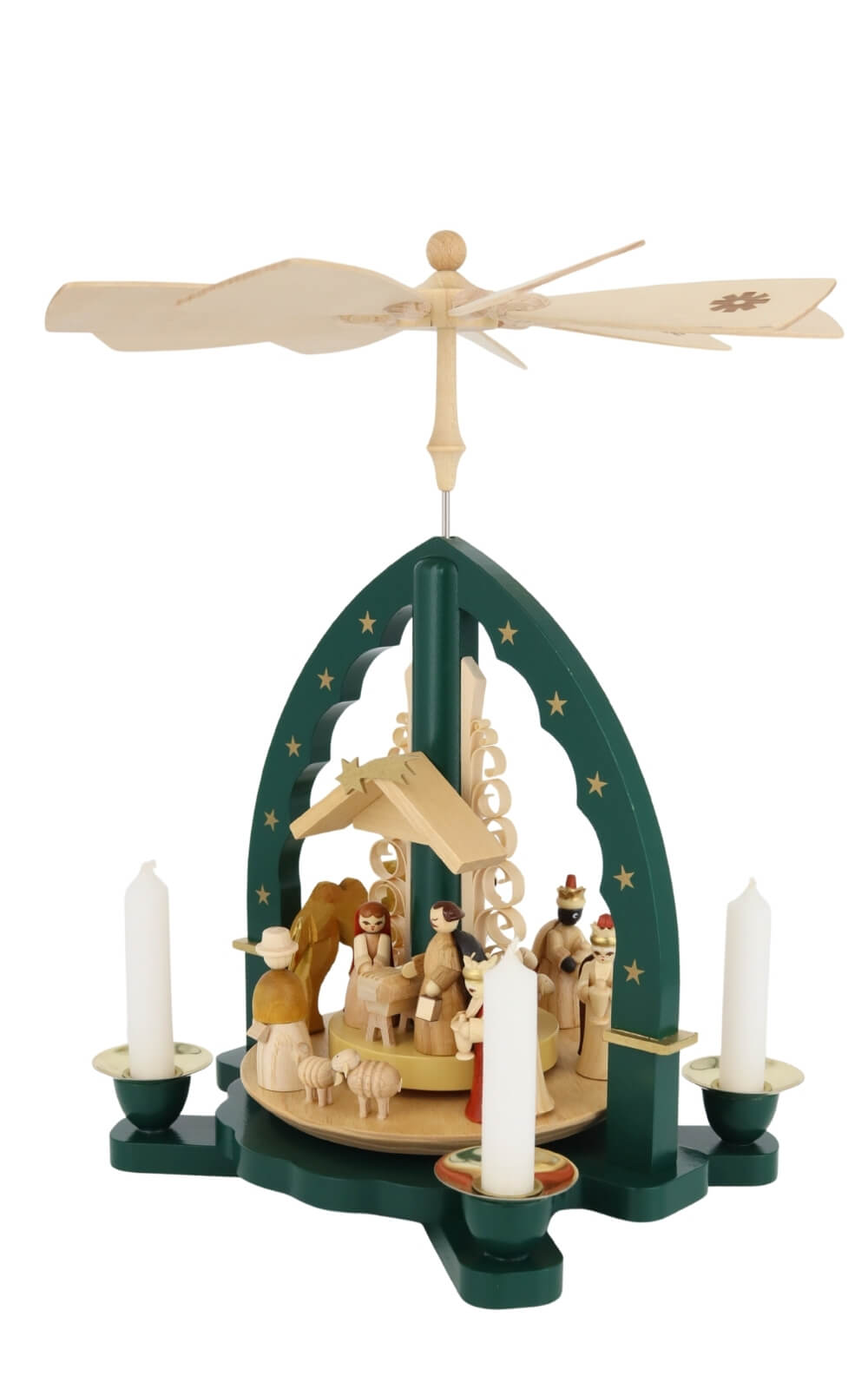 Christmas pyramid Holy Family, green, 27 cm / 10,6 inch by Richard Glässer_3