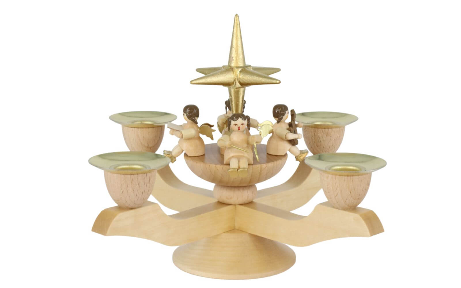 Advent candlestick with Christmas angel, natural by Richard Glässer