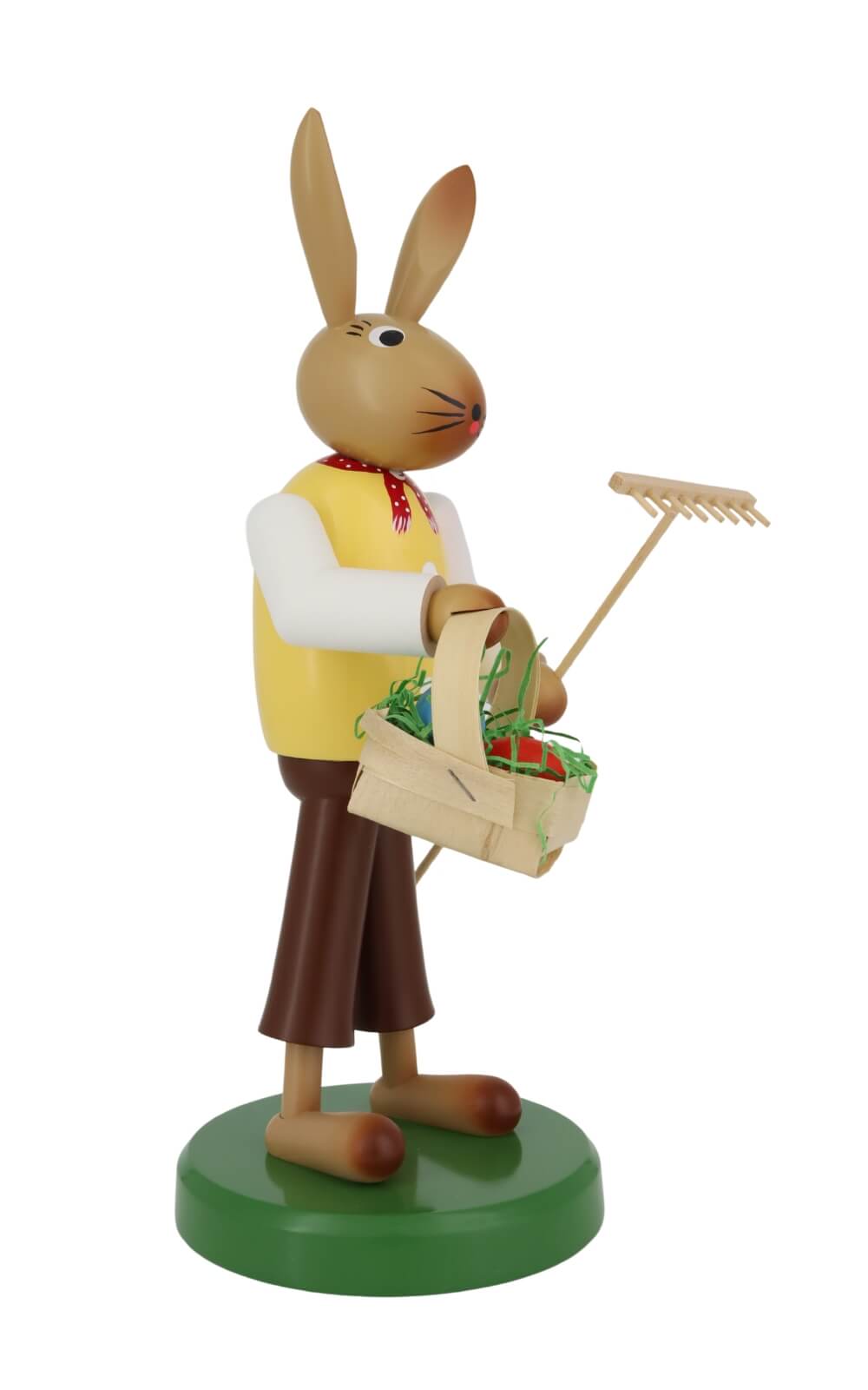 Osterhase mit Rechen und Korb, 28 cm, farbig von SEIFFEN.COM_3