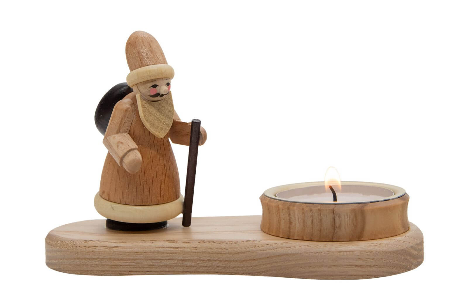 Candle holder for tea lights Santa Claus, natural, 8 cm by Spielwarenmacher Günther