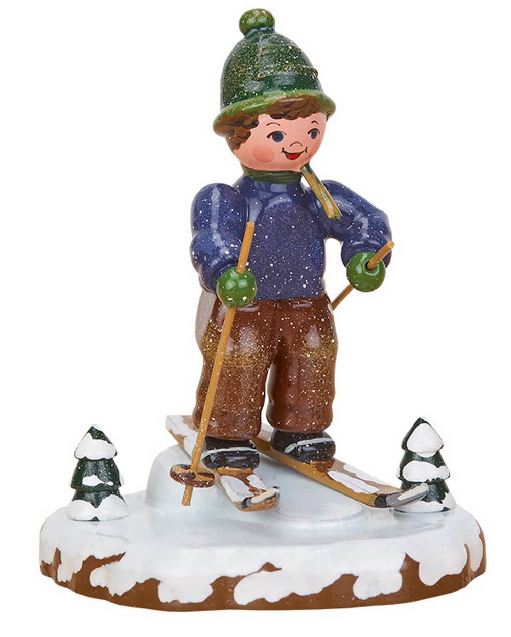 Miniature - Winter child snowshoe ride, 8 cm by Hubrig Volkskunst