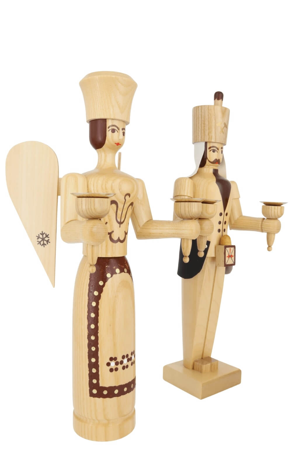 Angel and miner, 38 cm / 15 inch, natural, for wax candles from SEIFFEN.COM_2