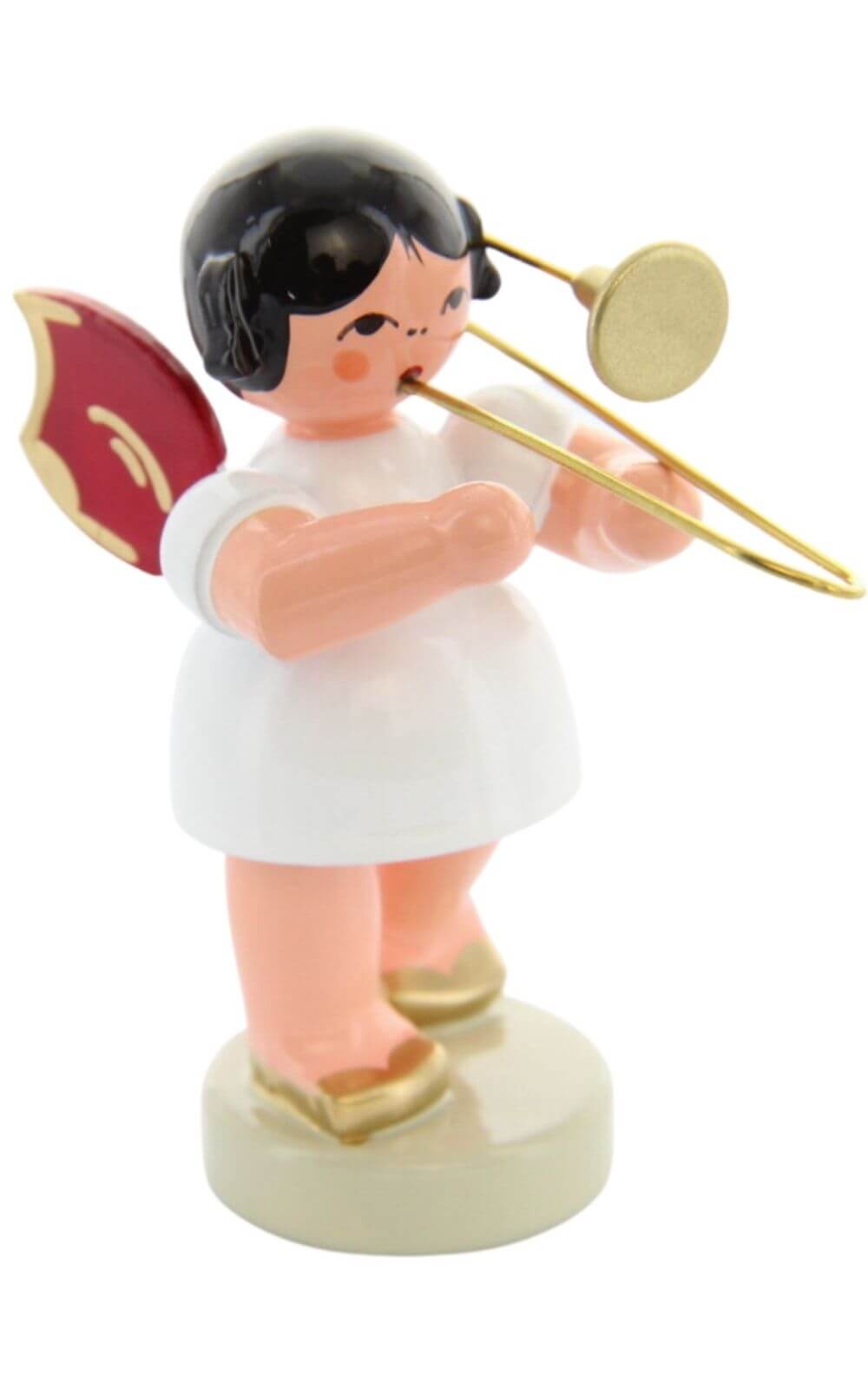 Christmas angel standing with trombone and red wings by Figurenland Uhlig GmbH