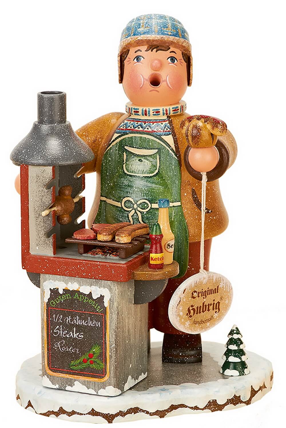Smoking man winter child grill master, 20 cm by Hubrig Volkskunst