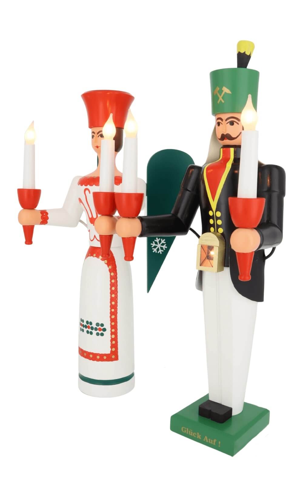 Engel und Bergmann, farbig, elektrisch beleuchtet, 50 cm von SEIFFEN.COM_1