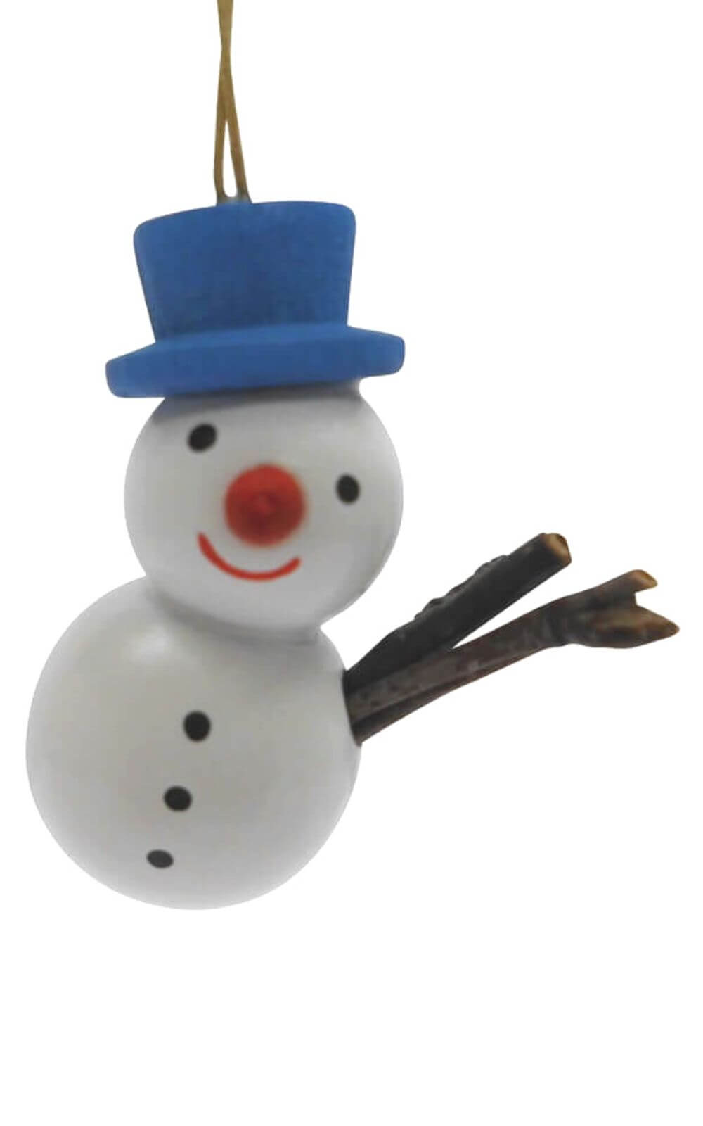 Christbaumschmuck Schneemann mit blauem Hut, 4 cm von SEIFFEN.COM