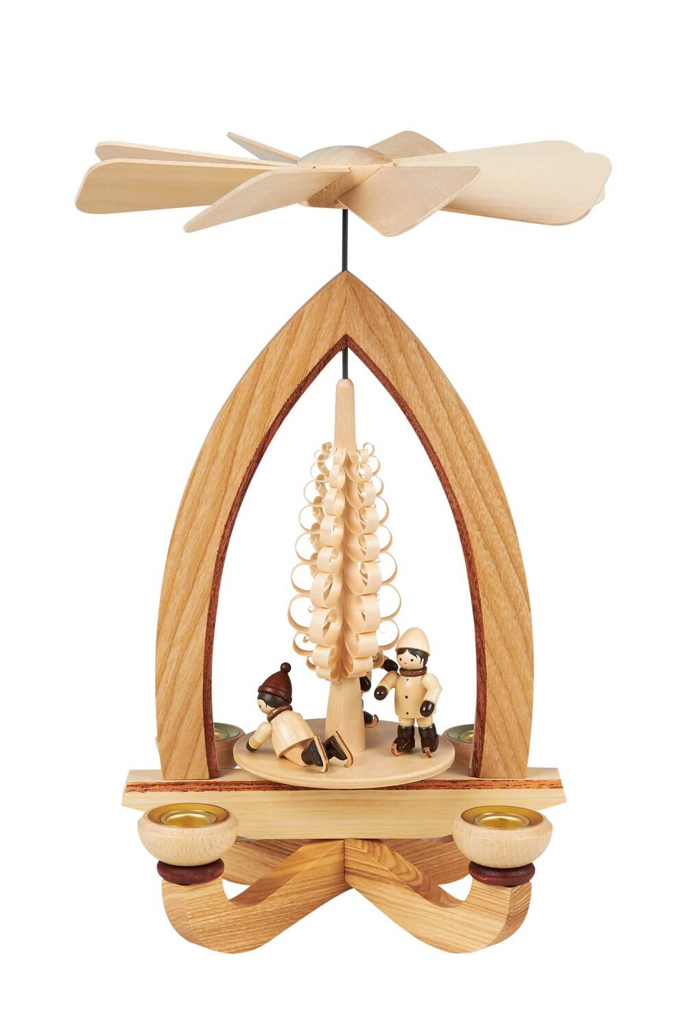 Weihnachtspyramide mit Eisläufer, natur, 28 cm, Heinz Lorenz Olbernhau/ Erzgebirge_Bild1