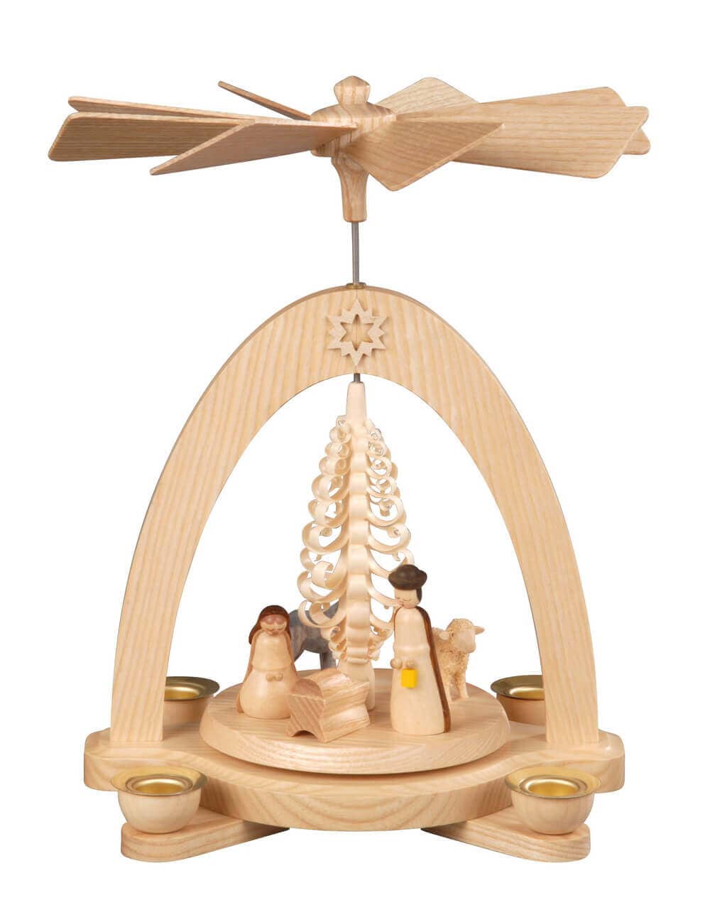 Weihnachtspyramide Heilige Familie, natur, 20 cm von Albin Preißler