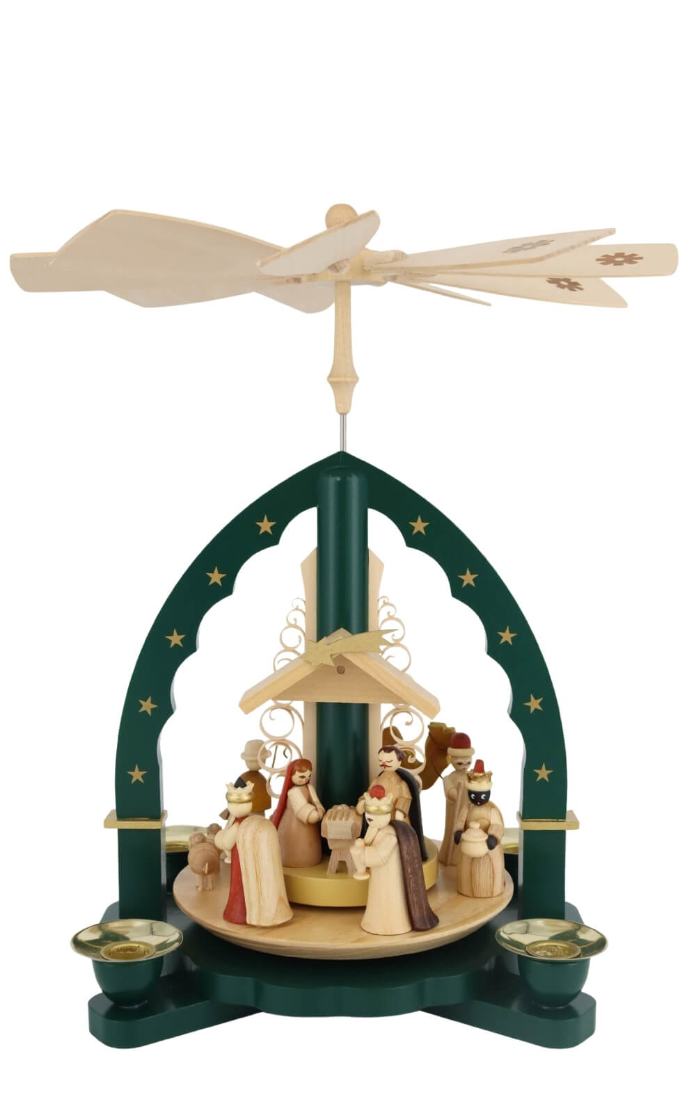 Christmas pyramid Holy Family, green, 27 cm / 10,6 inch by Richard Glässer_8