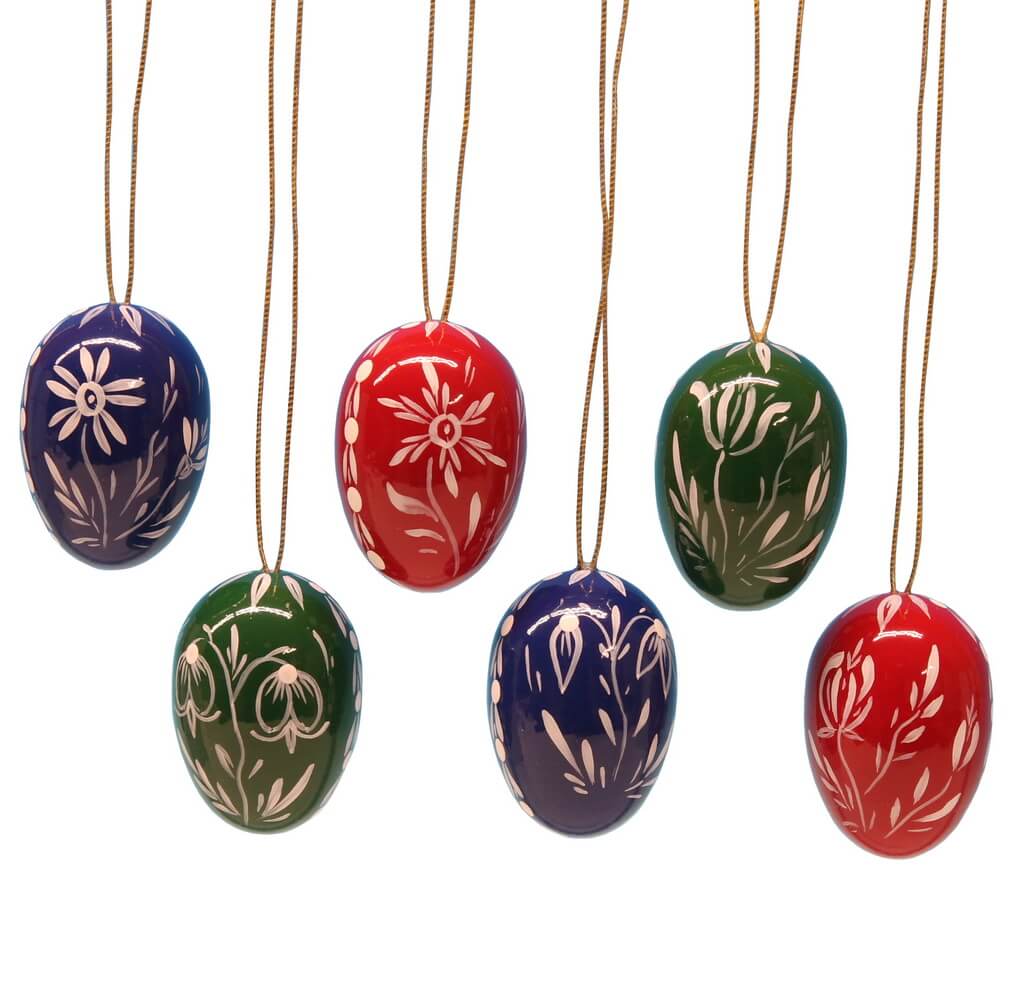 Easter eggs with white flowers, 3 cm, 6 pieces by Figurenland Uhlig GmbH
