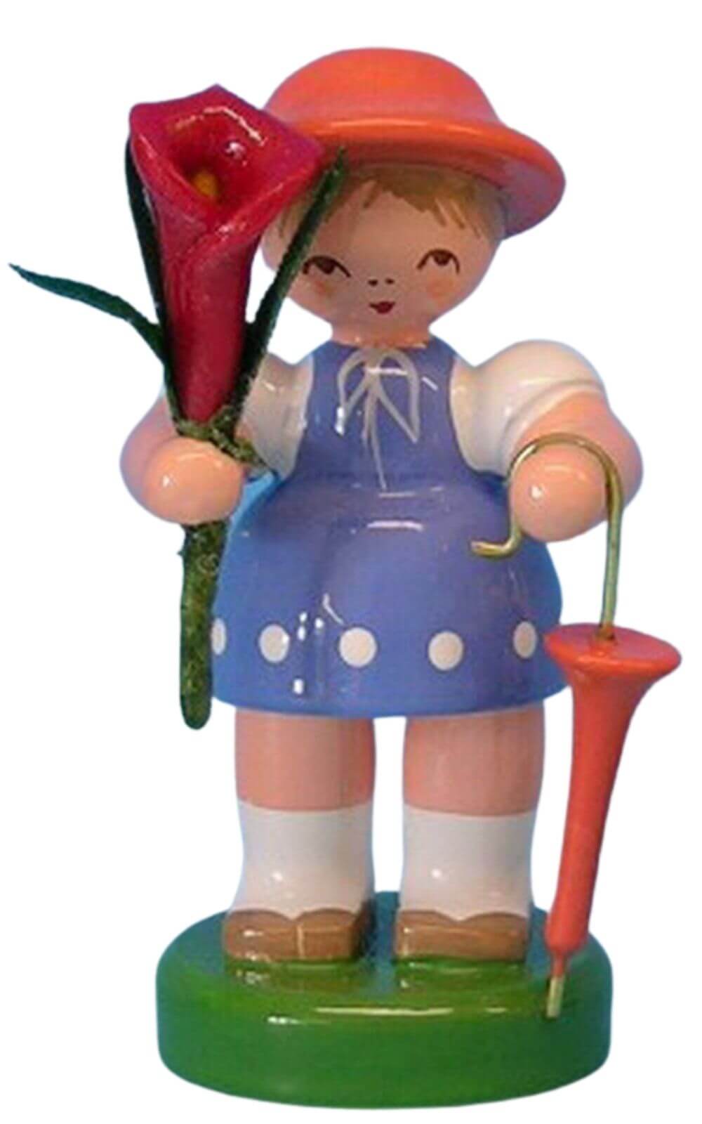 Miniatur Blumenmädchen, blau/orange von Figurenland Uhlig GmbH