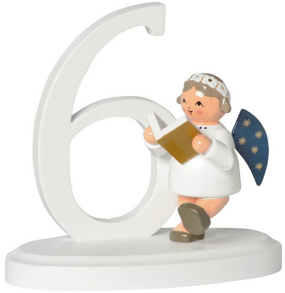 Christmas angel with number 6, 7 cm by KWO