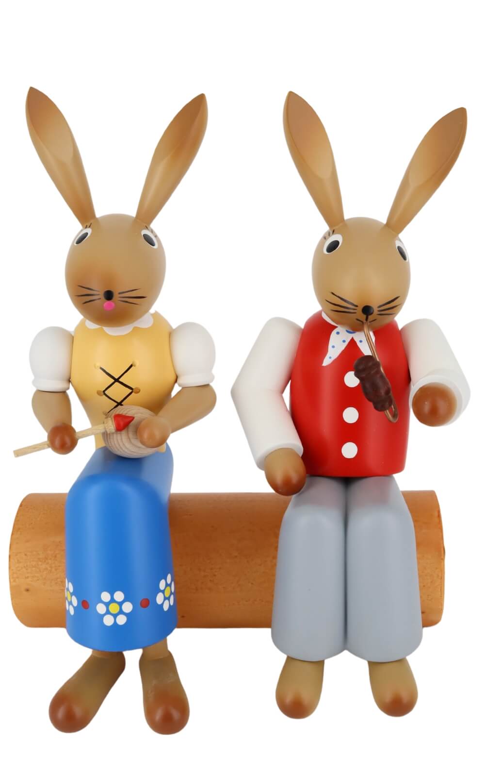 Easter bunny - pair of rabbits on tree trunk, 24 cm, colored by SEIFFEN.COM_3
