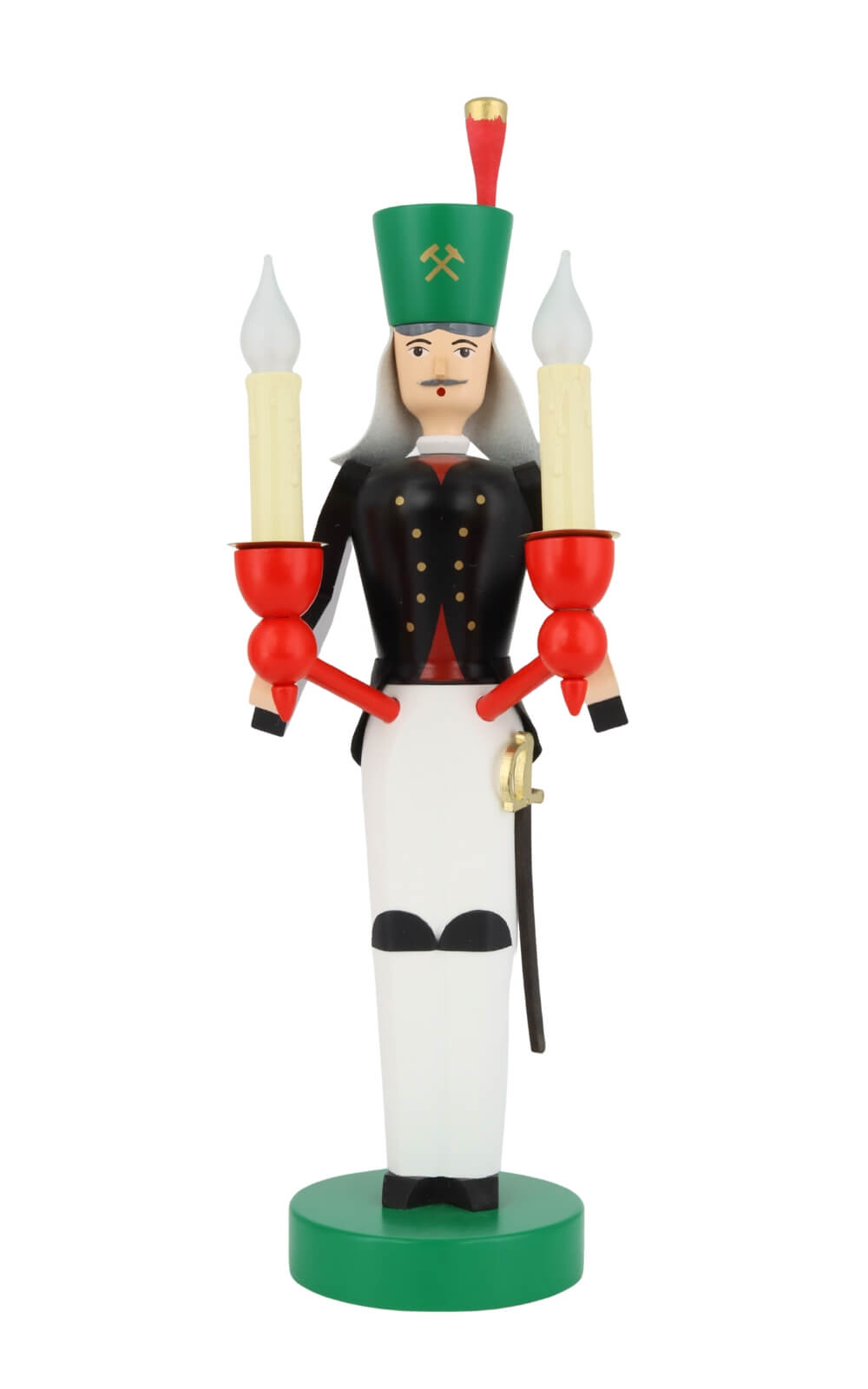 Engel und Bergmann elektrisch beleuchtet, 32 cm, farbig von Richard Glässer_7