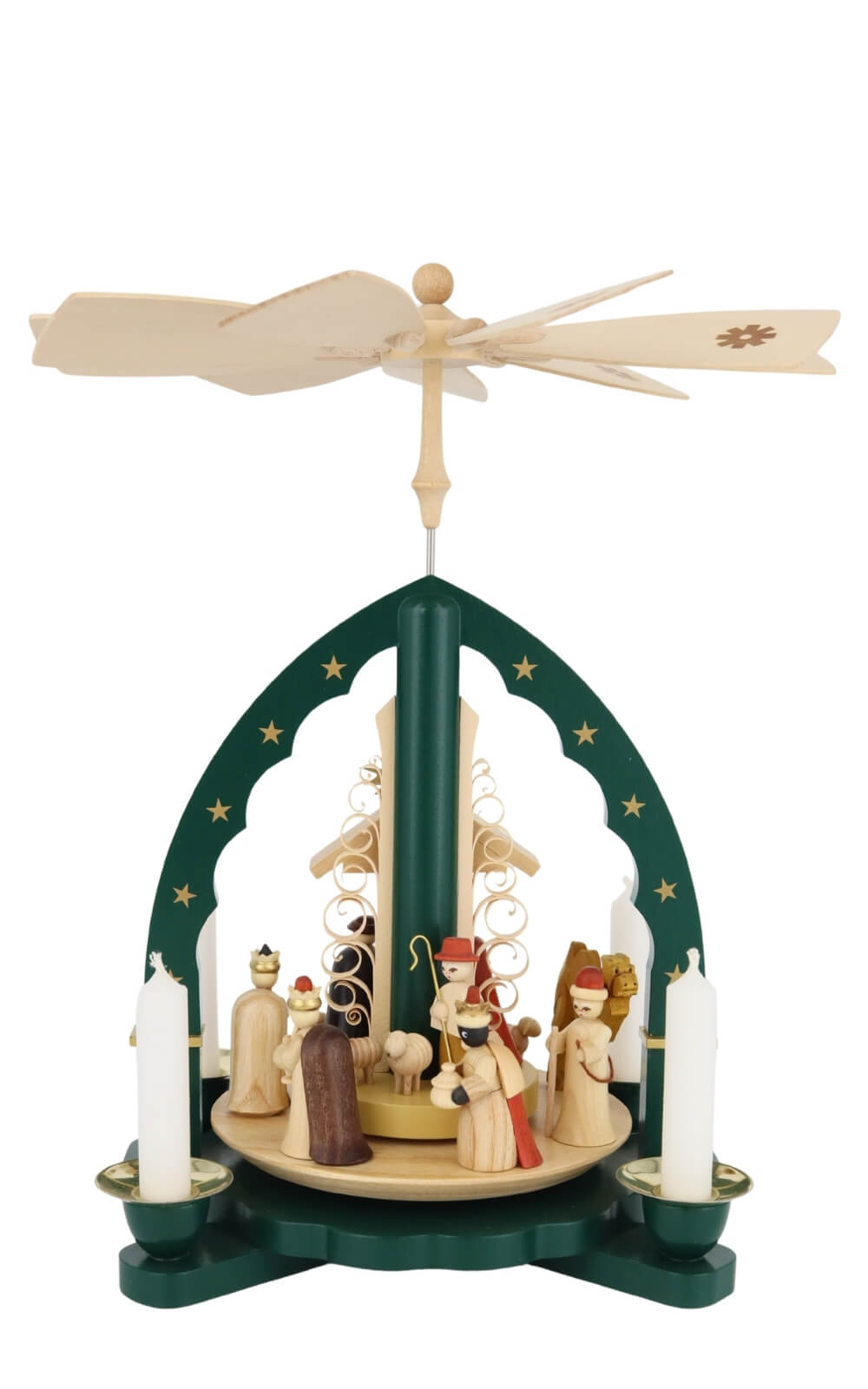 Christmas pyramid Holy Family, green, 27 cm / 10,6 inch by Richard Glässer_5