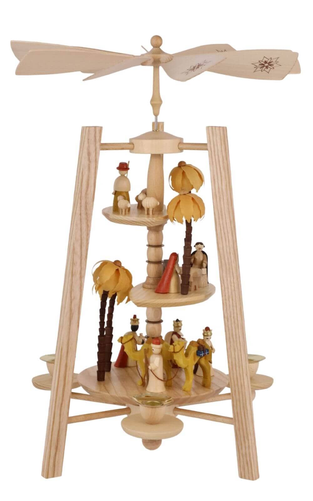 Weihnachtspyramide Christi Geburt, 3 – stöckig, natur, 40 cm von Richard Glässer_1
