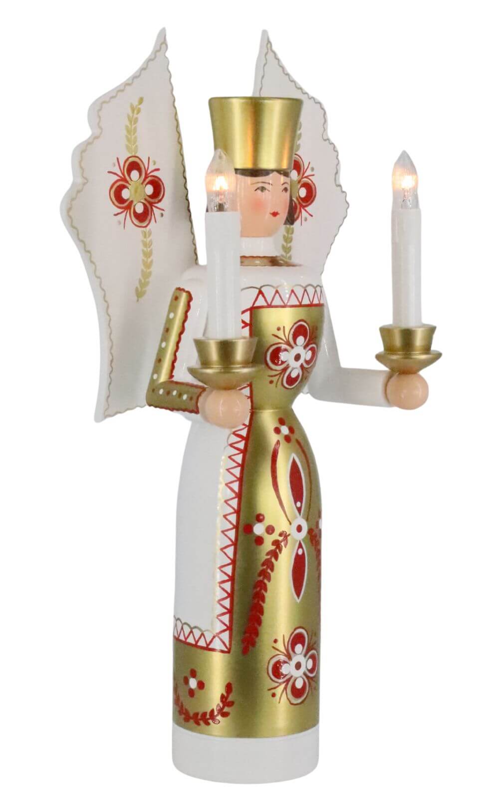 Christmas angel white - gold, 36 cm, electrically illuminated by Holzkunst Gahlenz_2