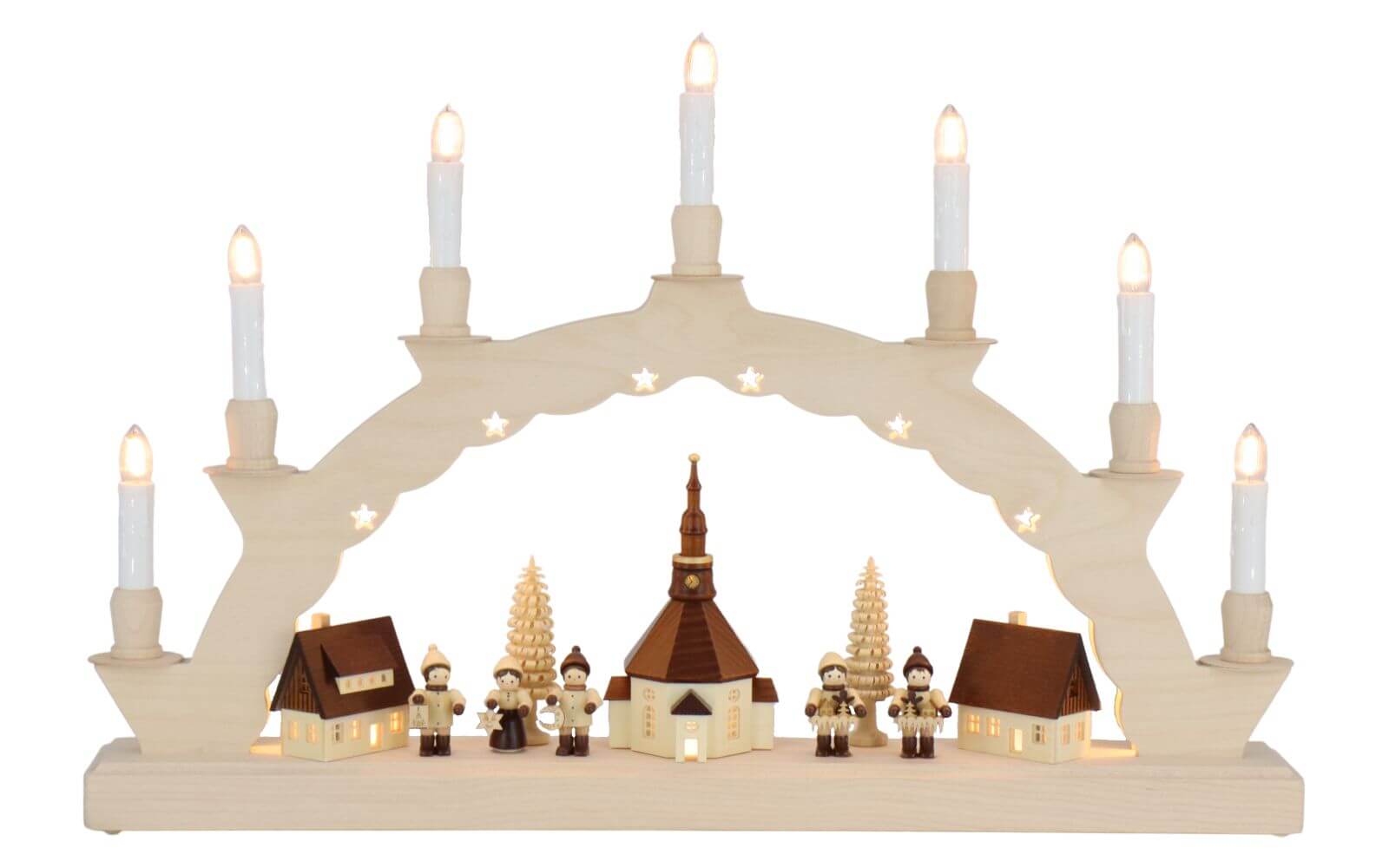 LED Candle arch Seiffen village with Thiel children and 3-fold lighting of SEIFFEN.COM_1