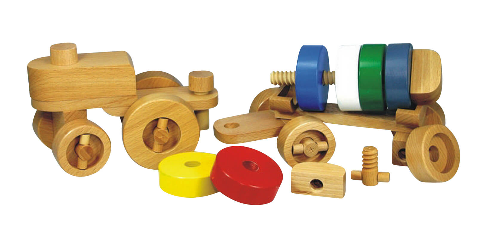 Traktor aus Holz, zerlegbar, farbig, Stephan Kaden