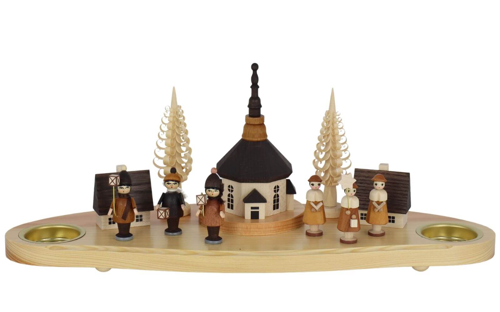 Weihnachtskerzenhalter Seiffener Kirche, Laternenkinder, Kurrende, natur von Knuth Neuber_1