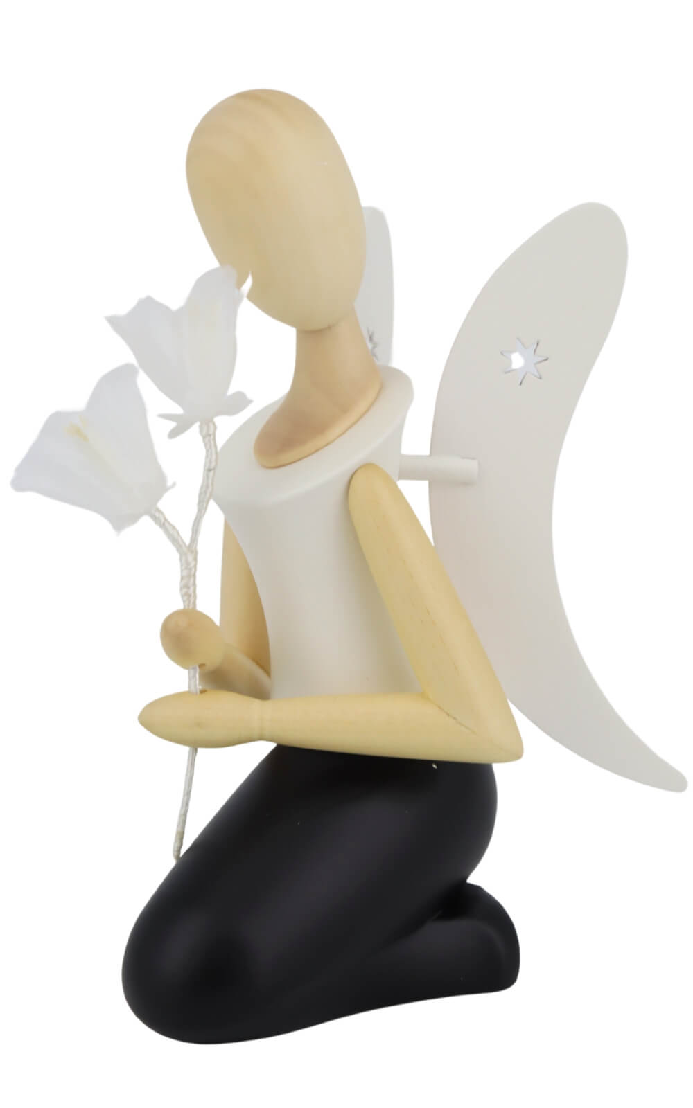 Engel - Sternkopf mit Glockenblume, knieend, 13 cm von Holzkunst Gahlenz_3