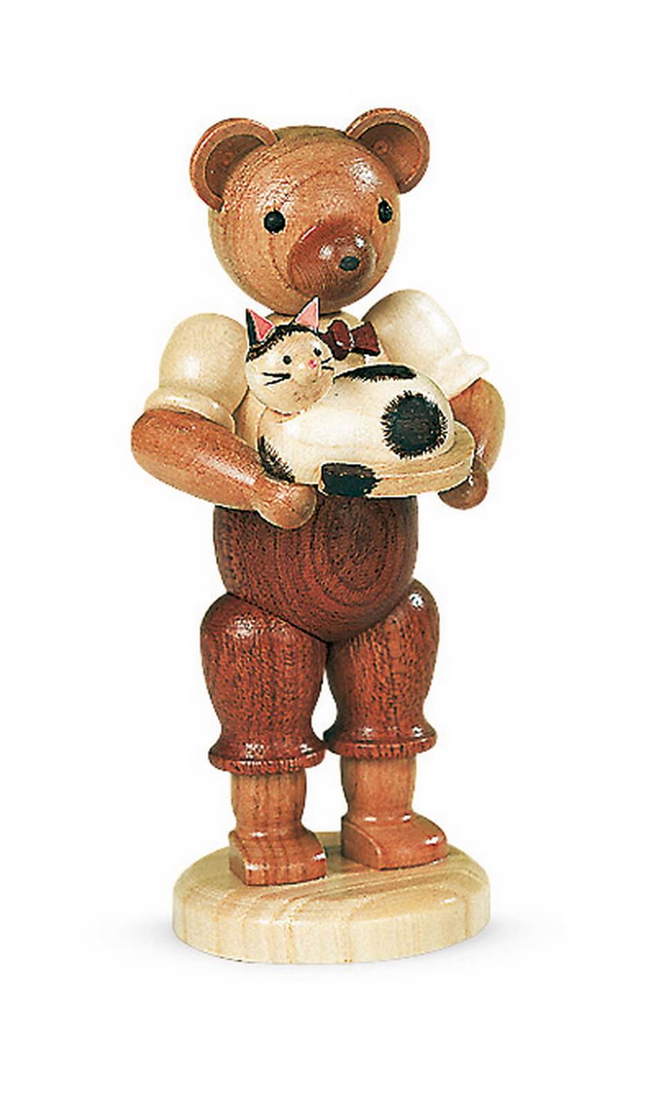 Miniatur Teddy - Bär mit Katze von Müller Kleinkunst