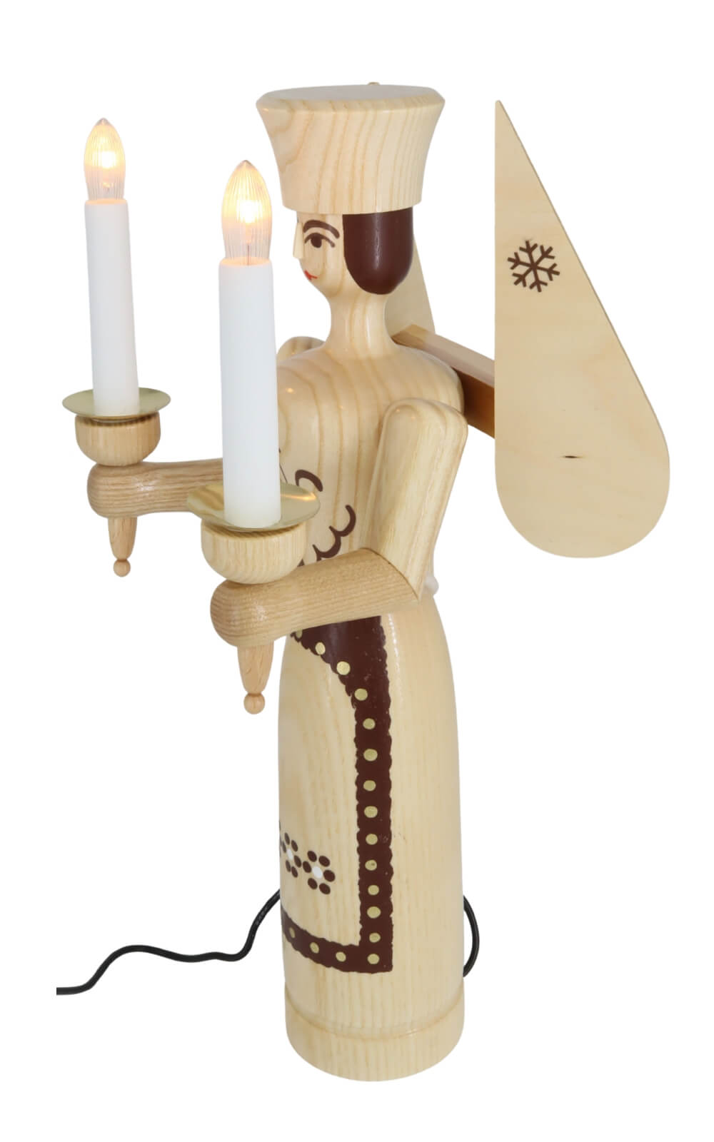 Engel und Bergmann mit Bauchlampe, 38 cm, elektrisch beleuchtet, natur von SEIFFEN.COM_7