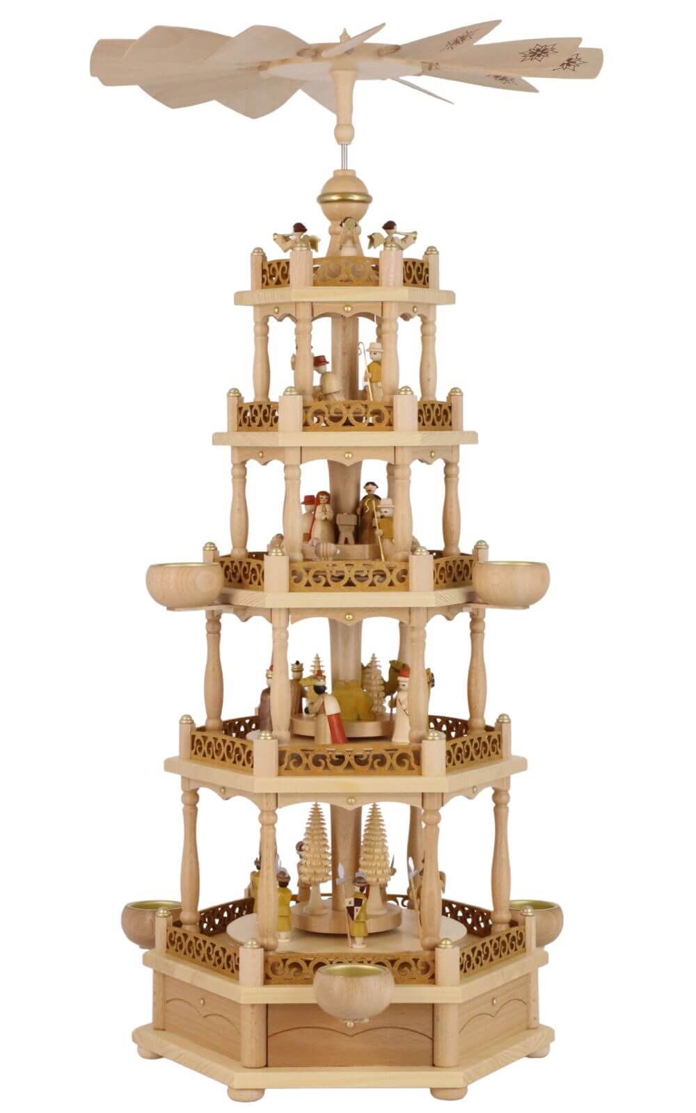 Weihnachtspyramide für Teelichte Heilige Geschichte, 5 - stöckig, 74 cm von Richard Glässer_1