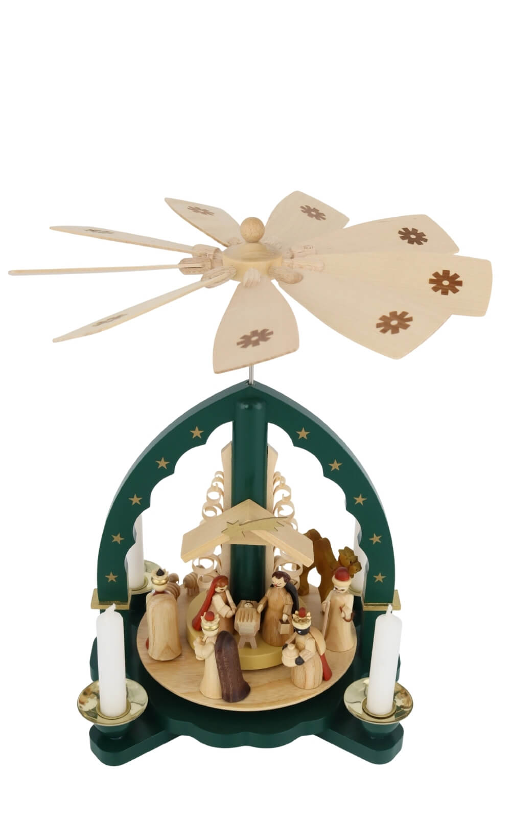 Christmas pyramid Holy Family, green, 27 cm / 10,6 inch by Richard Glässer_7
