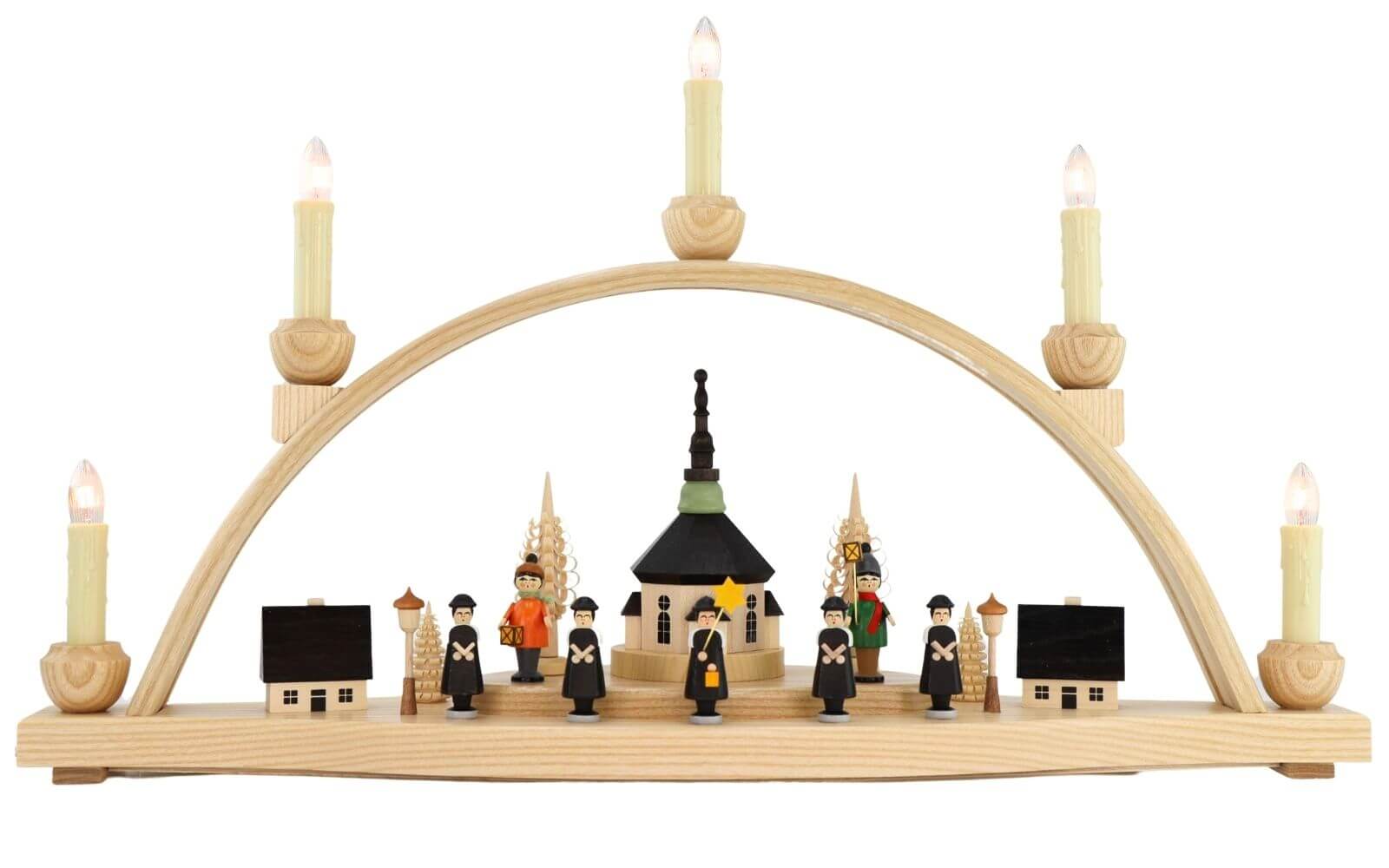 LED Schwibbogen Seiffener Kirche mit Laternenkindern, 52 cm von Knuth Neuber