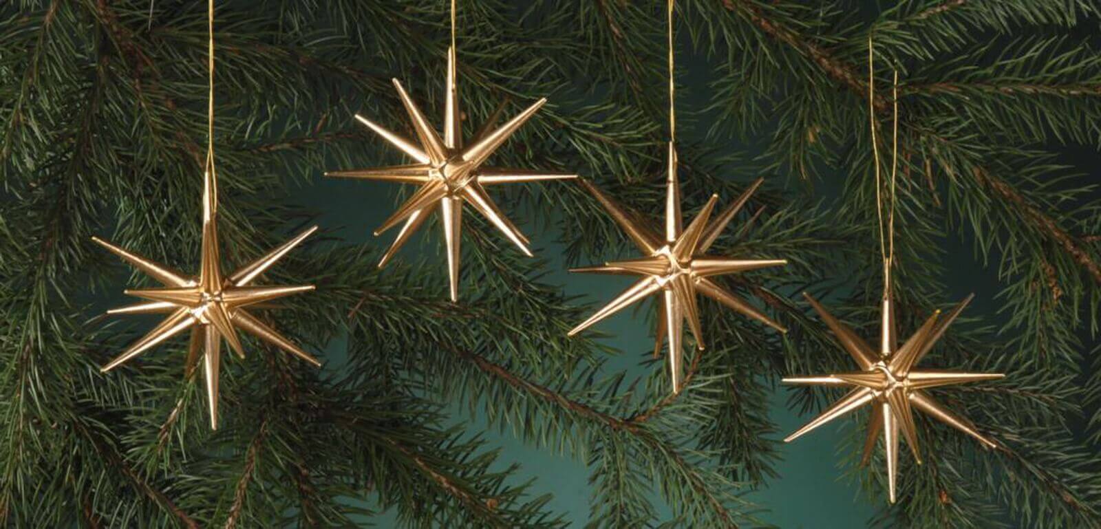 Christbaumschmuck aus Holz, Weihnachtssterne gold, 4-teilig von Albin Preißler_Bild2